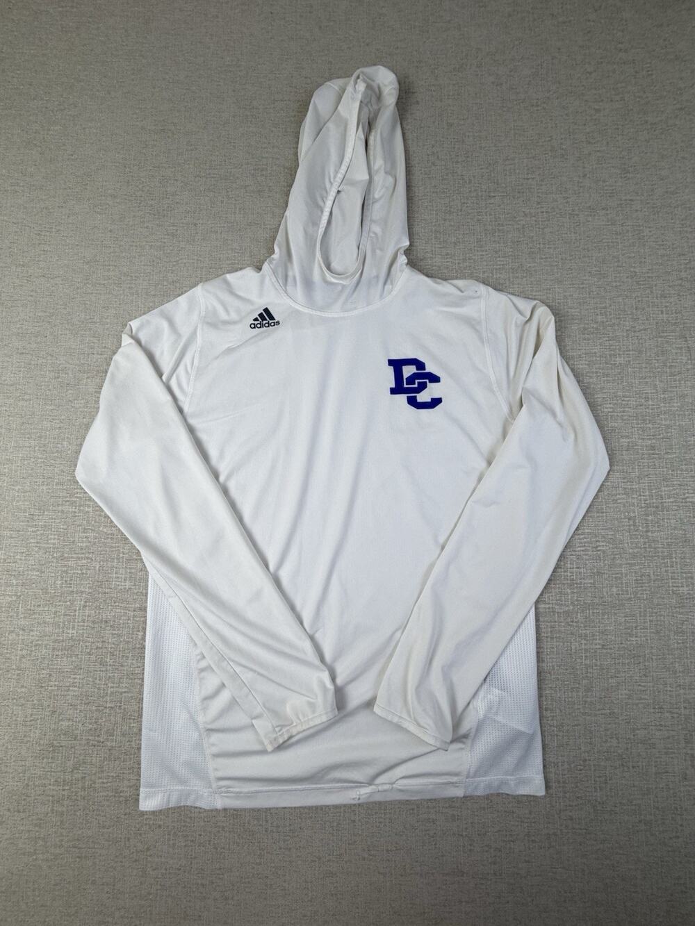 Adidas Men’s Medium DC Logo White Hooded Performance Shirt